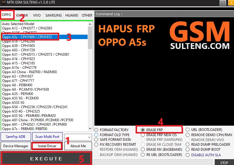 Hapus FRP Oppo A5s