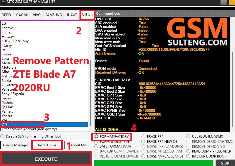 Remove Pattern Code ZTE Blade A7 2020RU
